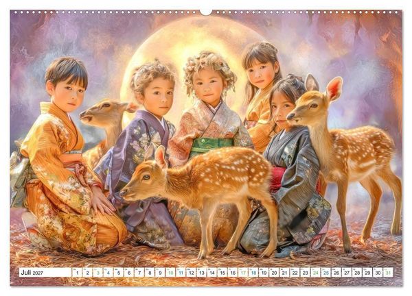 Produktbild: Japanisch inspirierte Werke - Mit Japans traditionellen Tieren (Wandkalender 2027 DIN A2 quer), CALVENDO Monatskalender