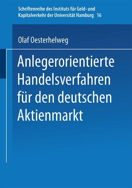 Produktbild: Anlegerorientierte Handelsverfahren f&uuml;r den deutschen Aktienmarkt