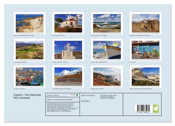 Produktbild: Zypern. Von Akamas bis Limassol (Wandkalender 2026 DIN A3 quer), CALVENDO Monatskalender