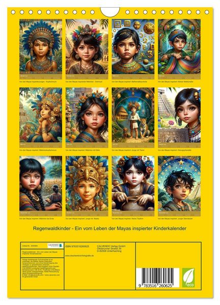 Produktbild: Regenwaldkinder - Ein vom Leben der Mayas inspierter Kinderkalender (Wandkalender 2026 DIN A4 hoch), CALVENDO Monatskalender