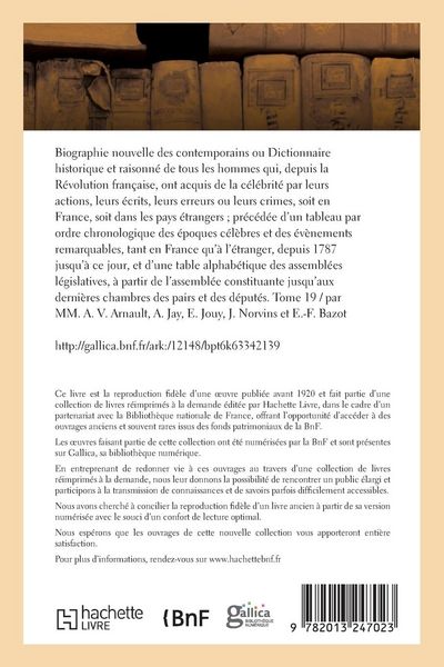 Produktbild: Biographie Nouvelle Des Contemporains. Tome 19