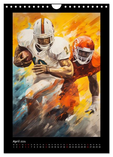 Produktbild: American Football. Paintings (Wandkalender 2026 DIN A4 hoch), CALVENDO Monatskalender