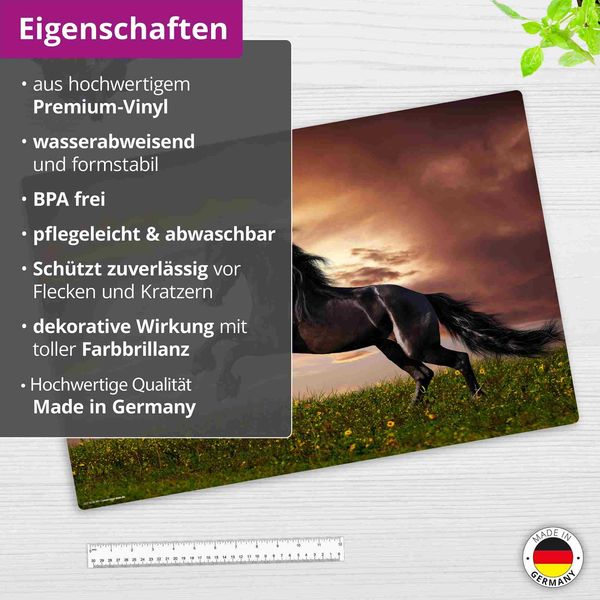 Produktbild: Cover-your-desk Schreibtischunterlage f&uuml;r Kinder und Erwachsene Schwarzes Pferd, aus hochwertigem Vinyl , 60 x 40 cm