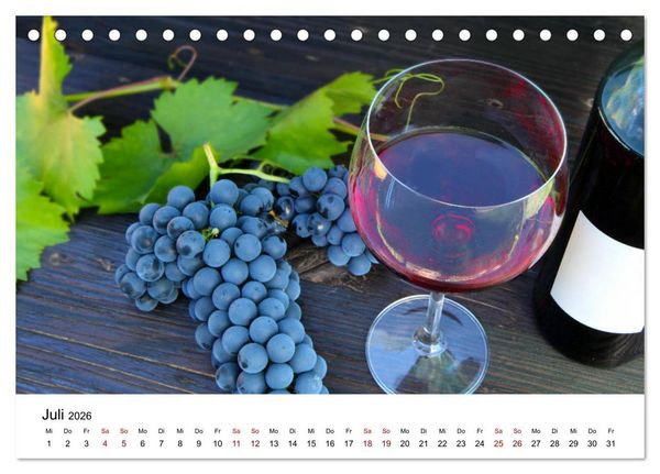 Produktbild: Weinkalender (Tischkalender 2026 DIN A5 quer), CALVENDO Monatskalender