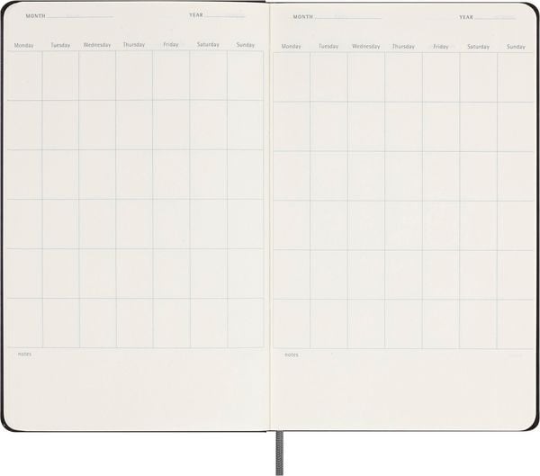Produktbild: Moleskine undatierter Wochen Notizkalender, L/A5, 1 Wo = 1 Seite, Rechts linierte Seite, Fester Einband mit Textpr&auml;gung gold, Schwarz