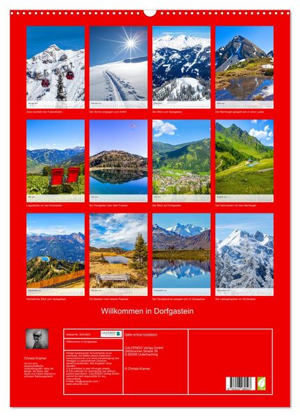 Produktbild: Willkommen in Dorfgastein (Wandkalender 2026 DIN A2 hoch), CALVENDO Monatskalender