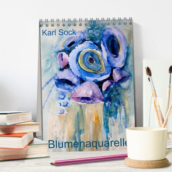 Produktbild: Karl Sock Blumenaquarelle (Tischkalender 2026 DIN A5 hoch), CALVENDO Monatskalender