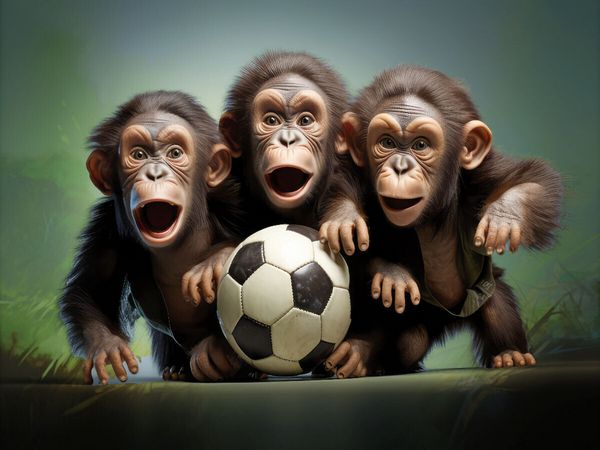 Produktbild: CALVENDO Puzzle Fu&szlig;ballfieber bei den Affenbabys | 1000 Teile Lege-Gr&ouml;&szlig;e 64x48cm Foto-Puzzle f&uuml;r gl&uuml;ckliche Stunden