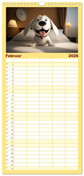 Produktbild: Familienplaner 2026 - Comic Hunde mit 5 Spalten (Wandkalender, 21 x 45 cm) CALVENDO