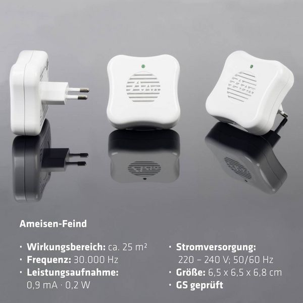 Produktbild: Gardigo ant-repellent 66988 Insektenvertreiber Ultraschall (B x H x T) 65 x 65 x 68 mm Wei&szlig; 1 St.