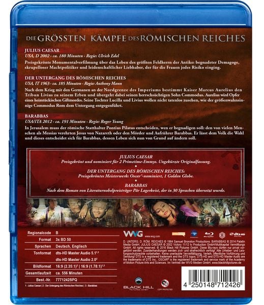 Produktbild: Die gr&ouml;&szlig;ten K&auml;mpfe des R&ouml;mischen Reiches - Der Untergang des R&ouml;mischen Reiches - Julius Caesar - Barabbas [3 BRs]