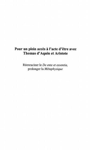 Produktbild: Pour un plein acces a l'acte d'etre avec thomas d'aquin.