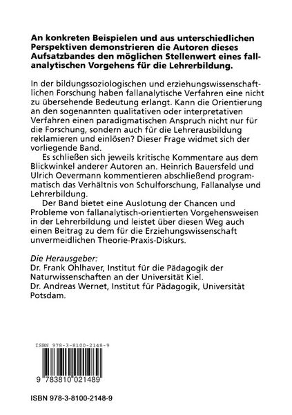 Produktbild: Schulforschung Fallanalyse Lehrerbildung