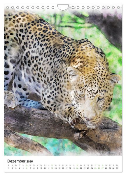 Produktbild: Afrikas Tierwelt - wie gemalt (Wandkalender 2026 DIN A4 hoch), CALVENDO Monatskalender