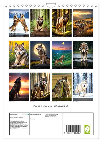 Produktbild: Der Wolf - Sehnsucht Freiheit Kraft (Wandkalender 2026 DIN A4 hoch), CALVENDO Monatskalender