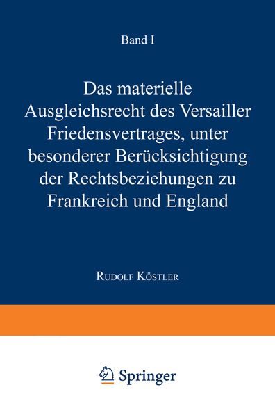 Produktbild: Das Materielle Ausgleichsrecht des Versailler Friedensvertrages