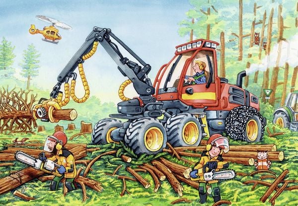 Puzzle Ravensburger Bagger und Waldtraktor 2 X 24 Teile