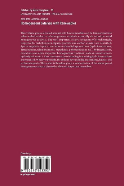 Produktbild: Homogeneous Catalysis with Renewables