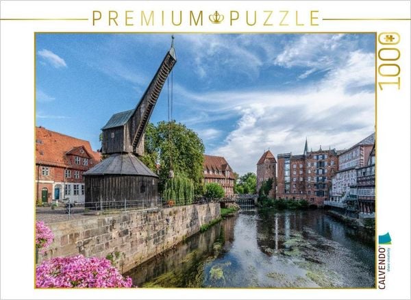CALVENDO Puzzle Der alte Kran im Lüneburger Hafen | 1000 Teile Lege-Größe 64 × 48 cm Foto-Puzzle für glückliche Stunden