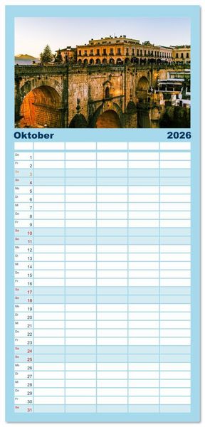Produktbild: Familienplaner 2026 - Pen&iacute;nsula Ib&eacute;rica mit 5 Spalten (Wandkalender, 21 x 45 cm) CALVENDO