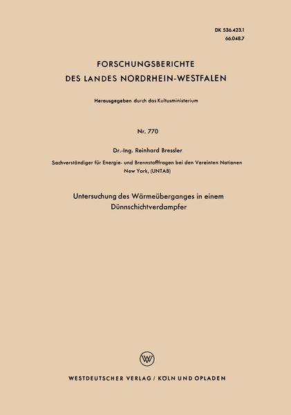 Produktbild: Untersuchung des W&auml;rme&uuml;berganges in einem D&uuml;nnschichtverdampfer