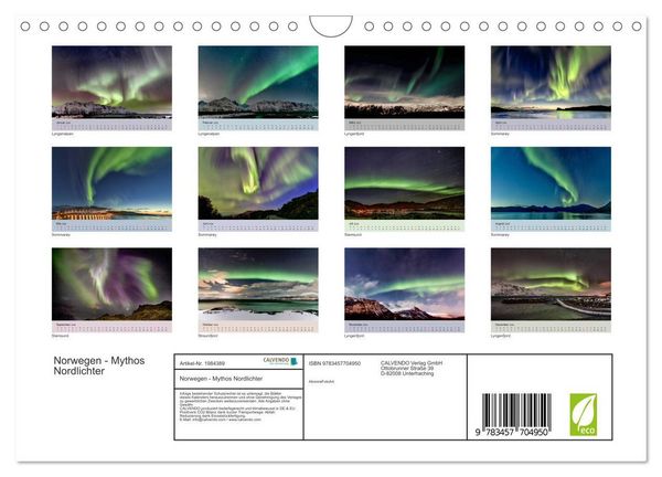 Produktbild: Norwegen - Mythos Nordlichter (Wandkalender 2026 DIN A4 quer), CALVENDO Monatskalender