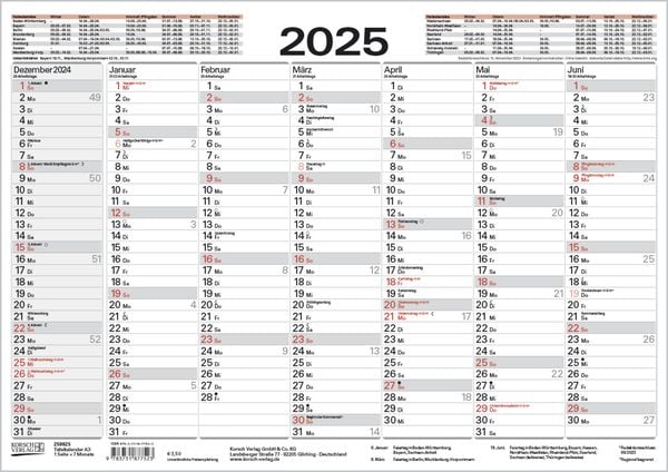 Tafelkalender A3 2025