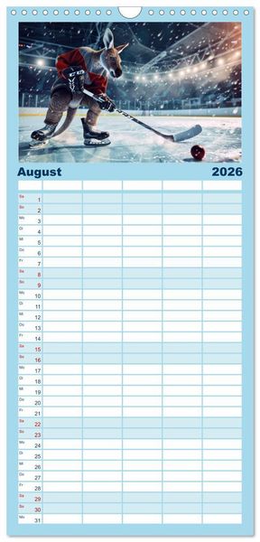 Produktbild: Familienplaner 2026 - Der tierisch lustige Eishockey Kalender mit 5 Spalten (Wandkalender, 21 x 45 cm) CALVENDO