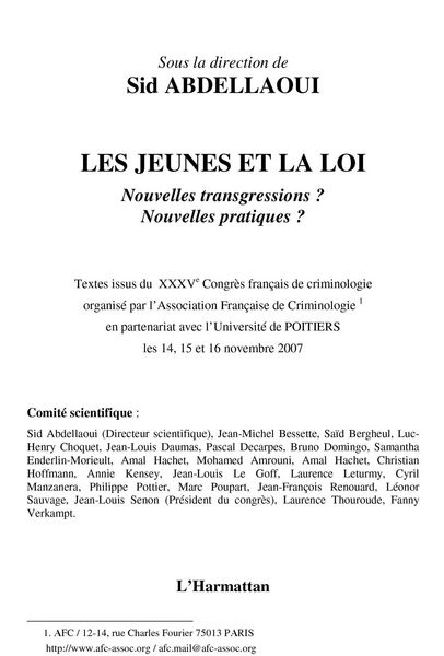 Produktbild: Les jeunes et la loi - nouvelles transgressions ? nouvelles