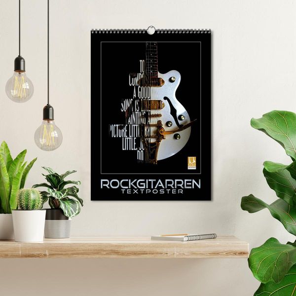 Produktbild: Rockgitarren Textposter (Wandkalender 2026 DIN A3 hoch), CALVENDO Monatskalender