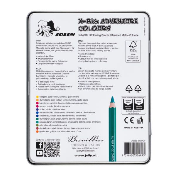Produktbild: JOLLY Buntstifte X-BIG Adventure Colours 12er Metall Etui