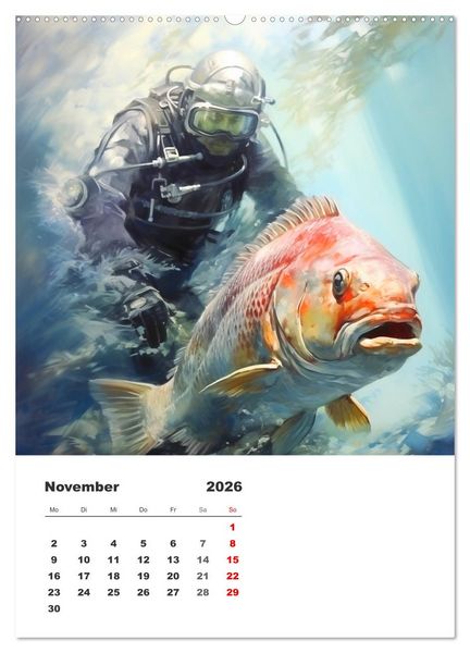 Produktbild: Tauchen im ewigen Blau. Eine Aquarell-Reise in die Tiefen der Meere (hochwertiger Premium Wandkalender 2026 DIN A2 hoch), Kunstdruck in Hochglanz