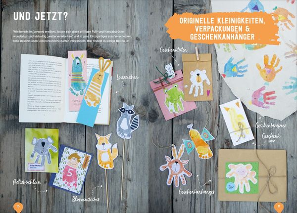 Produktbild: Kleine H&auml;nde, kleine F&uuml;&szlig;e: Kunterbunte Basteleien mit Hand- und Fu&szlig;abdr&uuml;cken.
