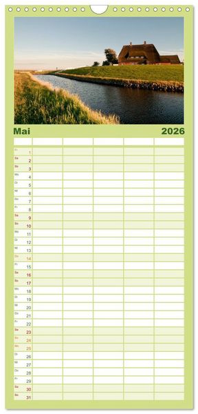 Produktbild: Familienplaner 2026 - Hallig Hooge - zwischen Himmel und Erde mit 5 Spalten (Wandkalender, 21 x 45 cm) CALVENDO