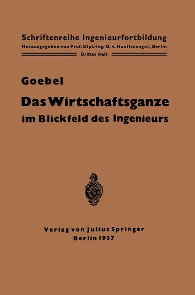 Produktbild: Das Wirtschaftsganze im Blickfeld des Ingenieurs