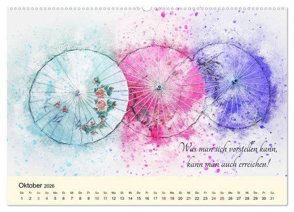 Produktbild: Aquarelle und Lebensweisheiten (Wandkalender 2026 DIN A2 quer), CALVENDO Monatskalender