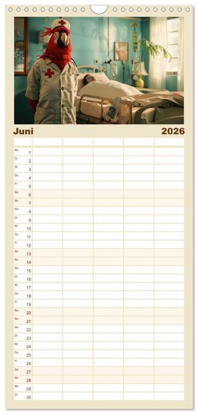 Produktbild: Familienplaner 2026 - Tierisch lustige Krankenpfleger mit 5 Spalten (Wandkalender, 21 x 45 cm) CALVENDO