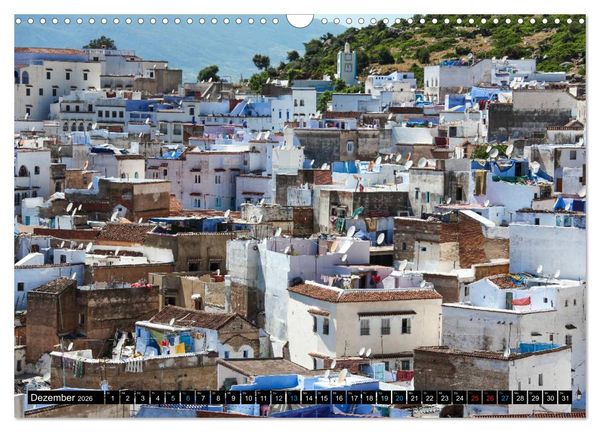 Produktbild: Chefchaouen - Sinfonie in Blau und Wei&szlig; (Wandkalender 2026 DIN A3 quer), CALVENDO Monatskalender