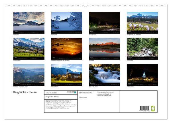 Produktbild: Bergblicke - Elmau (Wandkalender 2026 DIN A2 quer), CALVENDO Monatskalender