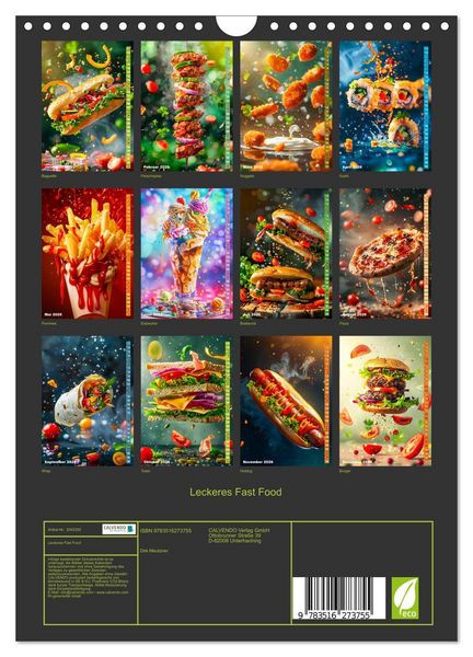 Produktbild: Leckeres Fast Food (Wandkalender 2026 DIN A4 hoch), CALVENDO Monatskalender