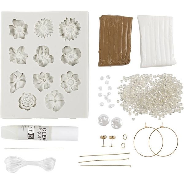 Produktbild: Creativ Company Mini Kreativ Set Schmuck, Ohrringe, Armband und, Halskette im Blumendesign, Beige, Hellbeige, Beige
