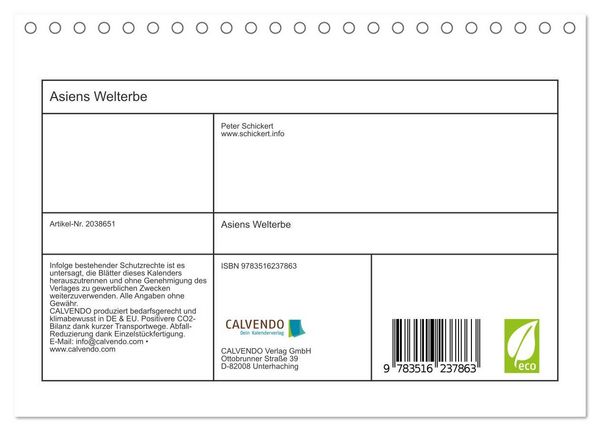 Produktbild: Asiens Welterbe (Tischkalender 2026 DIN A5 quer), CALVENDO Monatskalender