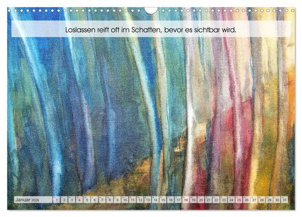 Produktbild: Loslassen als Kunst - Ein poetischer Jahresbegleiter in Bild und Wort (Wandkalender 2026 DIN A3 quer), CALVENDO Monatskalender