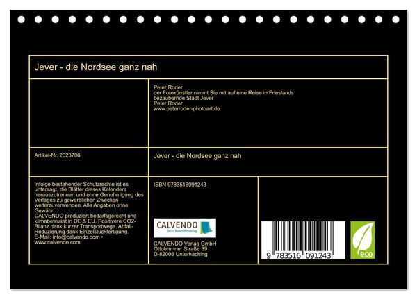 Produktbild: Jever - die Nordsee ganz nah (Tischkalender 2026 DIN A5 quer), CALVENDO Monatskalender
