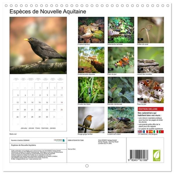 Produktbild: Blt, S: Esp&egrave;ces de Nouvelle Aquitaine (Calendrier mural carr