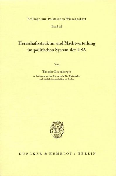 Produktbild: Herrschaftsstruktur und Machtverteilung im politischen System der USA.