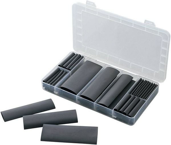 TRU Components 1566430 Schrumpfschlauchsortiment Schwarz Schrumpfrate:4:1 61 Teile