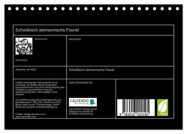 Produktbild: Schw&auml;bisch alemannische Fasnet (Tischkalender 2026 DIN A5 quer), CALVENDO Monatskalender