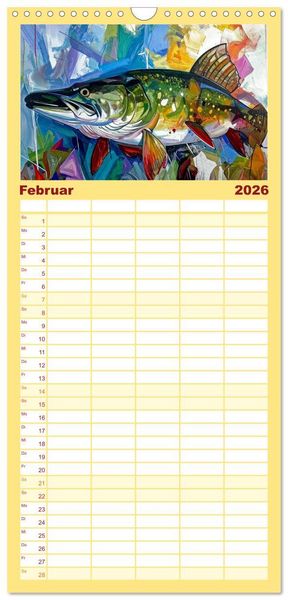 Produktbild: Familienplaner 2026 - Farbenfrohe Tierbilder mit 5 Spalten (Wandkalender, 21 x 45 cm) CALVENDO