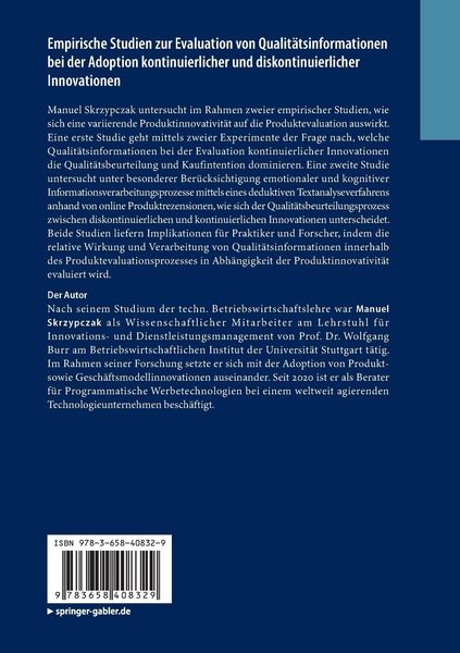 Produktbild: Empirische Studien zur Evaluation von Qualit&auml;tsinformationen bei der Adoption kontinuierlicher und diskontinuierlicher Innovationen
